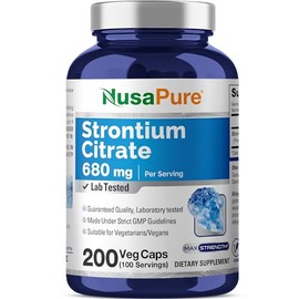 Strontium 680 mg 200 cápsulas (sin OMG y sin gluten) mantenimiento óseo, ayuda a prevenir la pérdida de hueso, osteoporosis