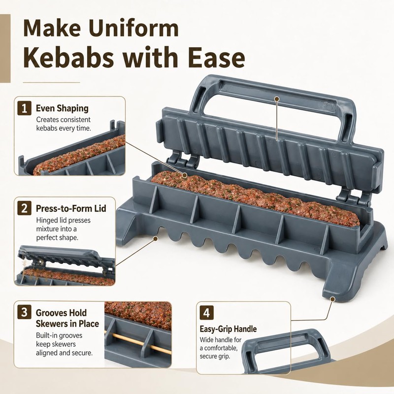 Kebab Maker Machine, Plastic Kebab Maker Press Machine, Manual Kabob