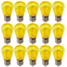 Lxcom Lighting S14 Yellow Christmas Replacement Bulb 1W Vintage LED Edison Bulbs E26 Medium Base Decorative Vintage Filament String Lights for Patio Outdoor Light Bulbs, 16 Pack(Yellow)