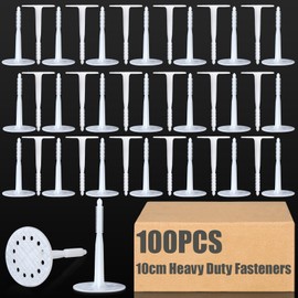 Wonderjune 100 Pcs 10 cm Heavy Duty Plastic Insulation Masonry Fasteners, Durable Anchors Fasteners for Fixing and Fastening Rigid Foam Insulation Board Panels