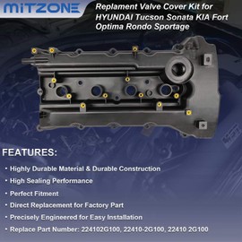 MITZONE Engine Valve Cover Kit with Gasket Compatible with 2010-2016 Hyundai Tucson Sonata KIA Forte Koup Optima Rondo Sportage 2.0L 2.4L Part 224102G100