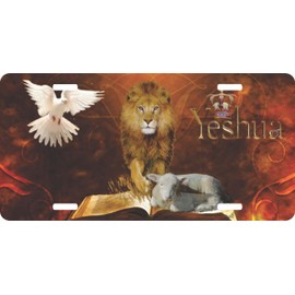 Generic Lion of Judah Yeshua Lamb Lord Jesus Christ Cross Dove Christian License Plate Car Truck Tag