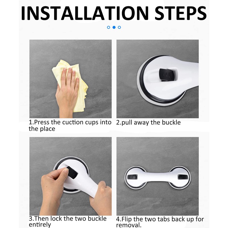 Shower Handles, ZHENROAD 2 Pack 12 inch Suction Grab Bars,