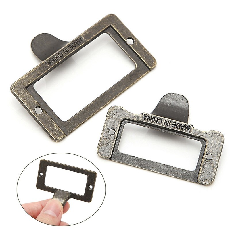 JUNESUN 6x Handle File Name Card Cabinet Label Holder Antique