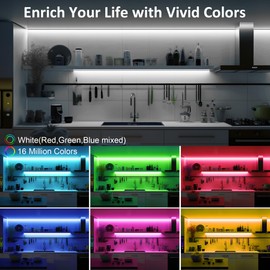 LAFULIT 8 PCS RGB Under Cabinet Lights Kit, App and Remote Control Led Strip Lights, Music Sync Color Changing Led Lights, Plug in Light for Cabinet, Counter, Shelf, Bookcase, 13ft
