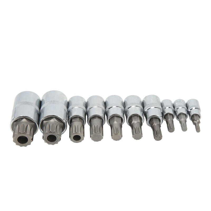 10PCS Triple Square Spline Bit Socket Set Low Wear Accurate