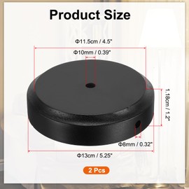 PATIKIL 5.25" x 1.2" Wooden Lamp Base, 2pcs Round Solid Wooden Base Wood Desk Lamp Display Stand Replacement for Bedroom Bedside Table Lamps DIY, Black