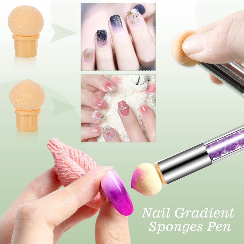 17 Pcs in 1 Set Nail Sponges for Ombre, Double-Head