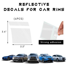 Gasedin 4 PCS Wheel Rim Decal, Car Wheel Tire Rim Stickers Decals for 18-21 Inch Wheels, Reflective Racing Wheel Rim Stickers for Auto Truck SUV, Universal Car Accessories (White)