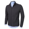 AOLI RAY Men's Cardigan with Zip Cardigan Stand-Up Collar Pullover