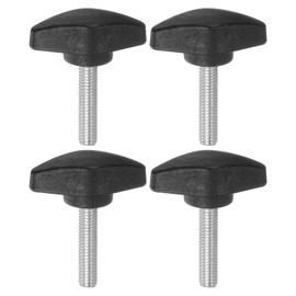 QUARKZMAN Piece T Wing Knobs Knurled Screws M6 x 30mm Standard Male Thread Plastic T Knobs Handles Hand Clamp Knobs Handle Thumb Screw Black