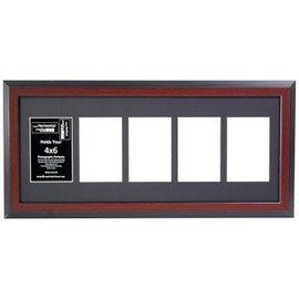 Creative Letter Art 4” x 6” Multiple Opening Picture Frame Collage with 5 holes, Congress Mahogany Frame with 10 x 24-inch Black Mat, Full-Strength Glass, Photo Collage for Wall, 5 Openings
