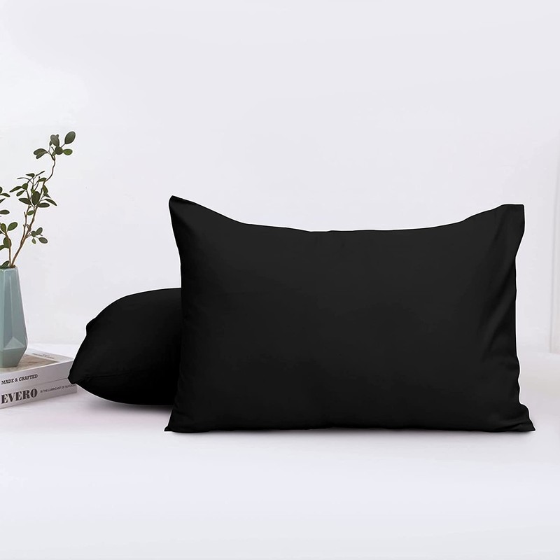 Oxford Homeware Black Pillow Cases 2 Pack Brushed Microfiber –