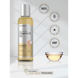 Horbäach Vitamin E Oil for Skin 30,000 IU | 4 Fl Oz | 100% Pure Oils | Moisturizing Oil |