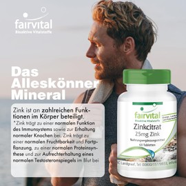 Zinc citrate with 25mg zinc - for 2 months - VEGAN - HIGH DOSAGE - 60 tablets