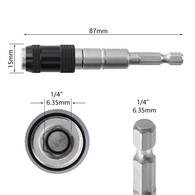 Gasea 3 Packs Magnetic Rotary Screw Drill Tip, 1/4 inch
