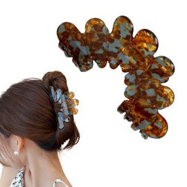 fdsmall Petal Hair Claw Clips for Women Large Acetate Leopard Non Slip Strong Hair Clip Thick Hair Accessories (Flower Color)