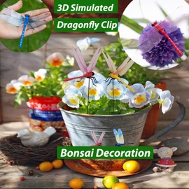 Fake Dragonfly Clip,Dragon Fly Hat Clip,3D Fake Dragonfly Clips Outdoor Simulation,Artificial Dragon Fly for Patio Garden Decoration, Multicolor Waterproof (Mixed-8pcs)