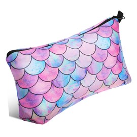 Mikinona Digital Print Makeup Bag Stylish Toiletry Organizer with Unique Mermaid Design Compact Zippered Storage Pouch for Women Versatile Travel Makeup Brush Bag Durable Polyester