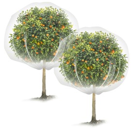 2PCS Large Fruit Tree Netting with Drawstring and Zipper, 8 x 8FT Blueberry Bush Netting Cover, Garden Bird Netting Plant Cover for Protect Plant Fruit Flower from Birds, Bugs, Cicadas, Insects