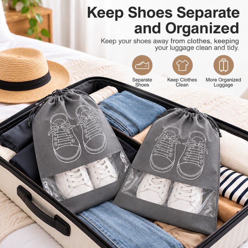 Non-Woven Shoe Storage Bags for Travel & Closet Organization –