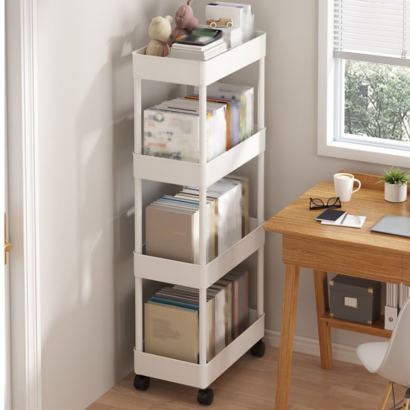 Book Organizer with Wheels Multi Tier Utility Cart Plastic Rolling