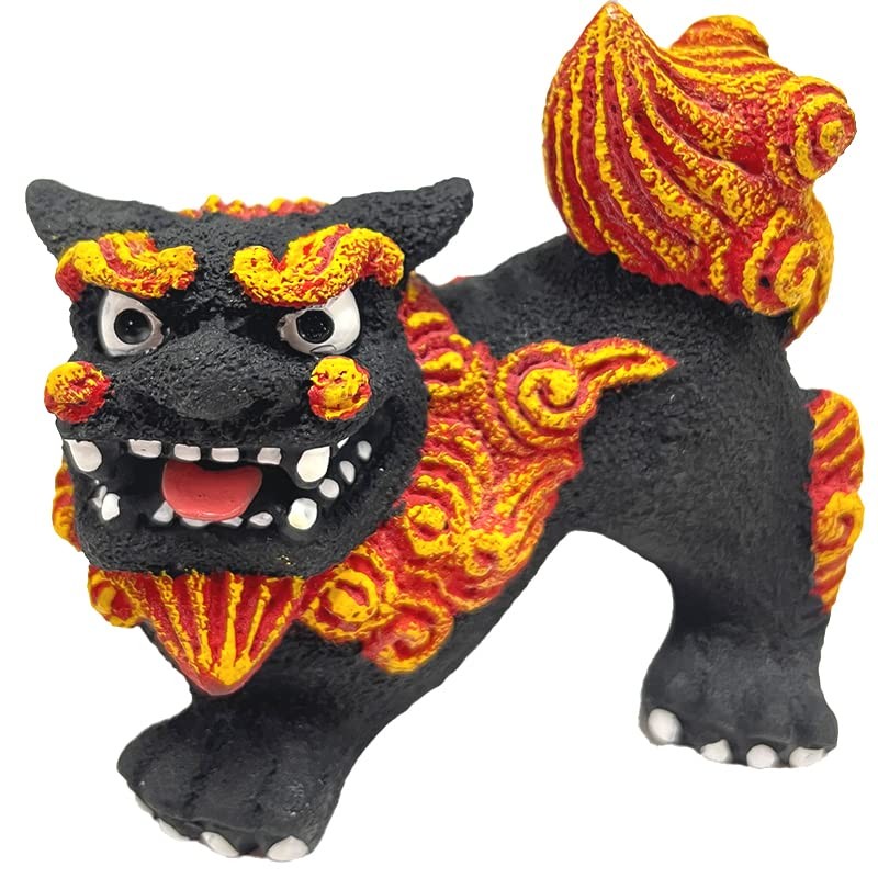 Okinawa Souvenir Shisa Figurine Mini Entrance Curry Shisa (Black/Horizontal)