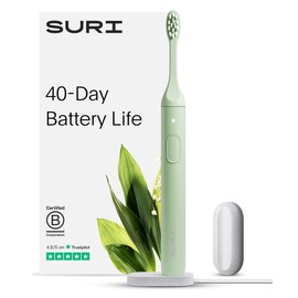 SURI SURI Electric Toothbrush—Sustainable Electric Toothbrushes Adults, Slim Sonic Toothbrush & Accessories, 40-Day Battery, 2 Modes, Travel Toothbrush, Ideal Christmas Gifts for Women & Gifts for Men