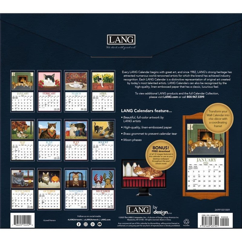 Lang Companies, American Cat 2026 Wall Calendar by Lowell Herrero,