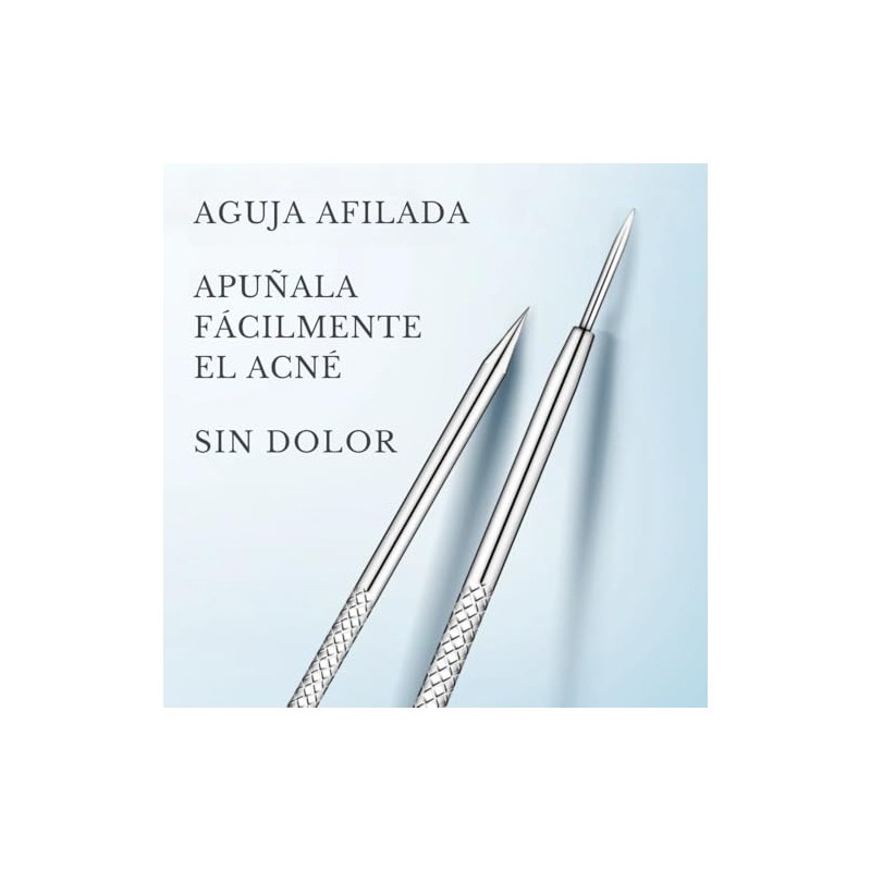 Extractor de Puntos Negros y Espinillas Acero Inoxidable con Estuche,