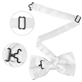 [Elerevyo] Men's Sequin Bow Tie Adjustable Neck Solid Color Bow Tie for Prom Party, white