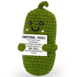 Emotional Support Crochet, Positive Crochet Pickle, Encouragement Gifts for Women Men Birthday Christmas Self Care Friends Coworkers Relaxation Gift Desk Home Fall Decor Inspirational Support