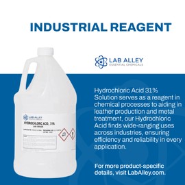 Lab Alley Hydrochloric Acid 31% Lab Grade, Ideal for Research Labs and Industrial Applications - 2.5 Liters