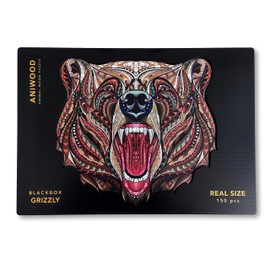 Aniwood Animal-Shaped Wooden Puzzle, Lid Punched with Full-Sized Profile of the Puzzle, Includes Unique Animal Pieces (Medium, Bear)