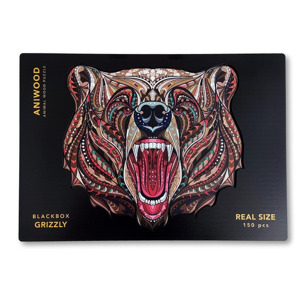 Aniwood Animal-Shaped Wooden Puzzle, Lid Punched with Full-Sized Profile of