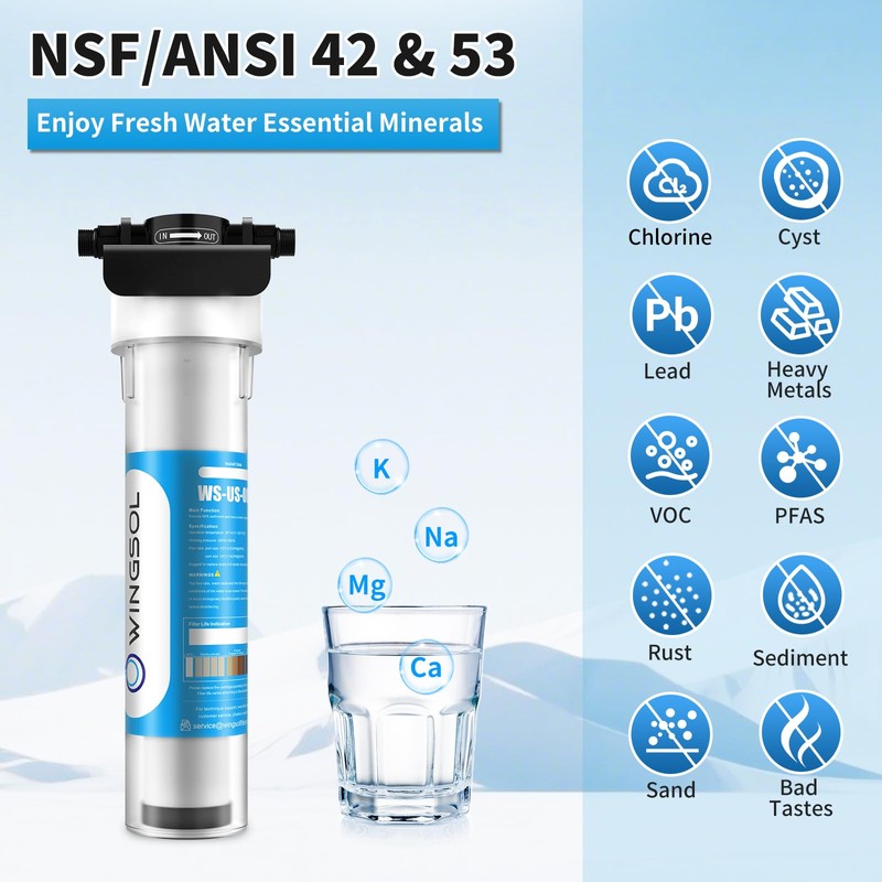 WINGSOL Jumbo Under Sink Water Filter Replacement, 5-in-1, Long-lasting, Reduces