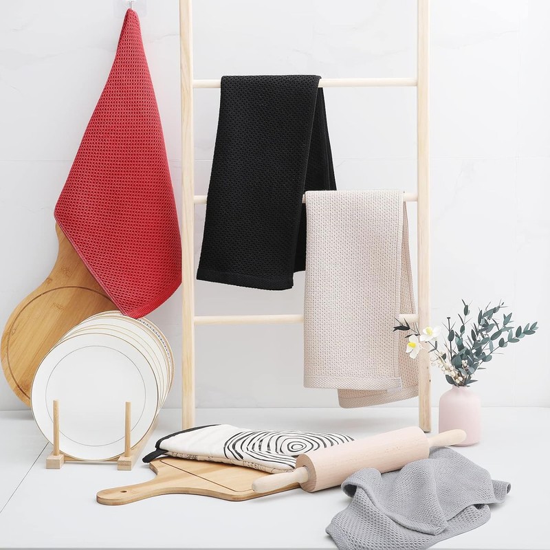 smiry Cotton Kitchen Dish Towels, 13" x 28", 4 Pack