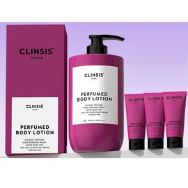 BeautyMall 1 Set Perfumed Body Lotion, Long Lasting Moisturizing Lightweight Hydrating Nourishing Skin,1 Large Bottle + 3 Mini Travel Bottle (Red-Tea Flower Gi, 400ml+30ml*3)