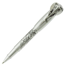 Rollerball Pen, Fuliwen Elephant Ball Point Pen,Silver Barrel with 0.5mm Fine Black refill, Smooth Signature and Calligraphy Pens, Business Pens Gift