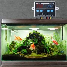 Ketotek Thermostat, Heating and Cooling Digital Temperature Monitor, Thermostat, with 2 Sensor Output Power, Direct for Aquarium and Incubator Heating, Terrarium Reptiles Mat