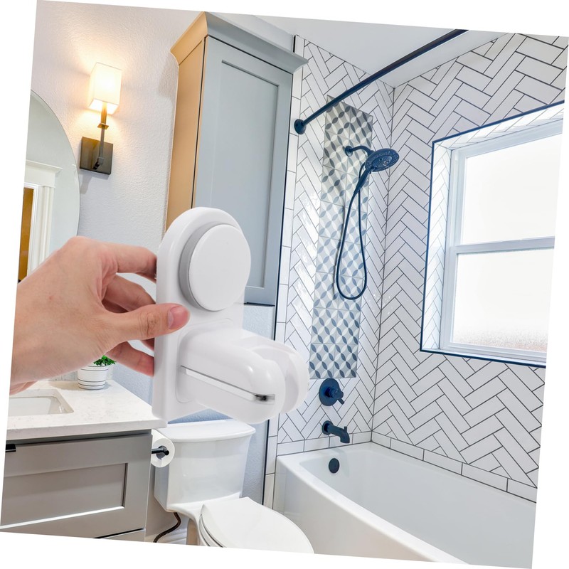 Operitacx Adjustable Wall Mounted Suction Shower Head Bracket Punch Base