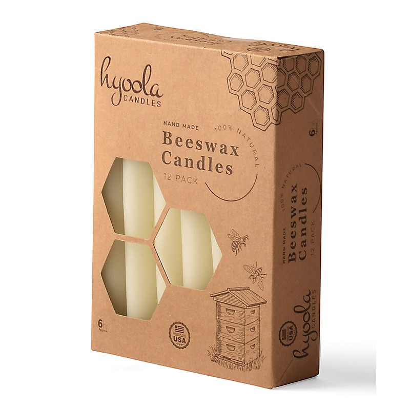 Hyoola White Beeswax Taper Candles – Hand Dipped, Decorative, All