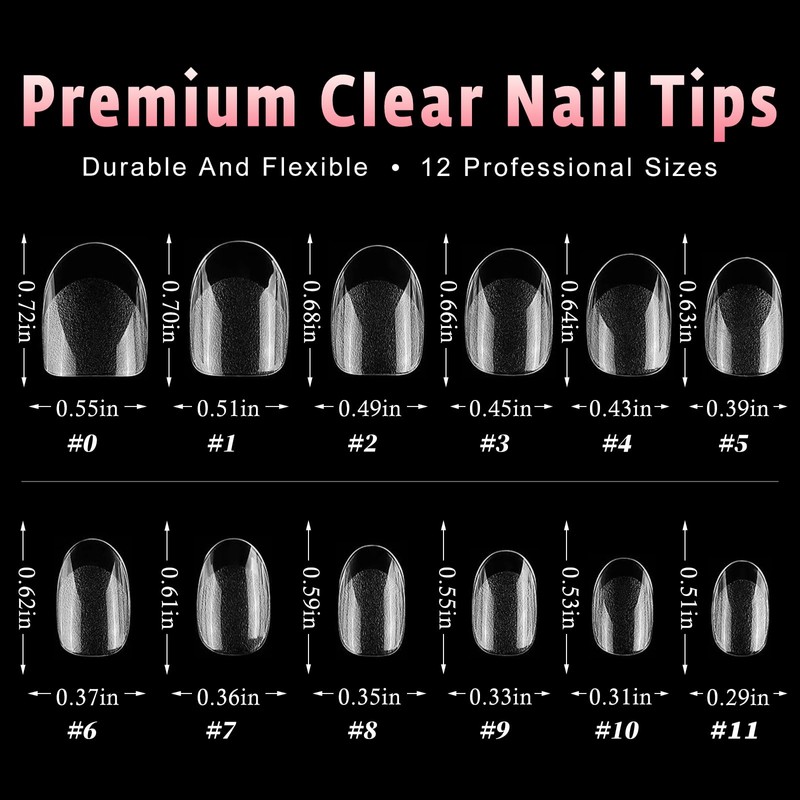 240pc Oval Gel Nail Tips Fake Nail Clear Press on