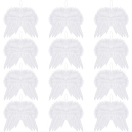 Angel Wings Christmas Tree Pack of 12 Angel Wings Decoration Christmas Tree Decoration Angel Wings Small Angel Wings Craft Christmas Tree Decoration Feathers (16 x 14 cm)