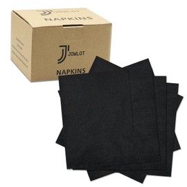 JOWLOT Cocktail Napkins - 100 Count 2-Ply Black Napkins Disposable, 4.75 x 4.75 Inch Folded Paper Napkins Bulk Beverage Napkins for Dinner Wedding Bar Party and Everyday Use