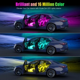 YiLaie Car Lights Interior, Smart Interior Car Lights with App Control, Under Dash Footwell Neon Internal Lighting Kit Multicolor, Cigarette Lighter DC 12V for Car Accessories