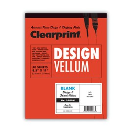 Clearprint Design Vellum Paper, 16lb, White, 8-1/2 x 11, 50 Sheets/Pad