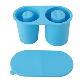 Silicone Ice Cube Tray for 30oz 40oz Cup Easy Release Hollow Cylinder Ice Mold with Spill Resistant Removable Lid for Cocktail Tea Coffee Blue