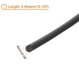 sourcing map Nitrile Rubber Seal Strip, 2mm(0.08") Diameter x 4 Meters (13.12Ft) Long Round Solid Weather Stripping for Reduce Noise, Shock, Friction