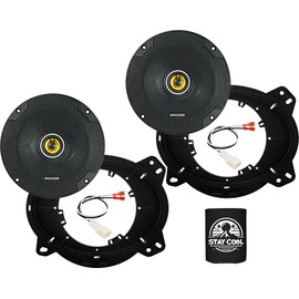 KICKER Speakers 6.5 inch for Toyota Tundra (Crew Cab) 2007-2013 Upgrade Kit - Pair of CS Series with Adapters and Harness, Coaxial 6 1/2 Car Audio Front Door Speaker CSC65, 46CSC654